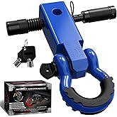 AUTMATCH Shackle Hitch Receiver 2 Inch - 3/4" D Ring Shackle and 5/8" Trailer Hitch Lock Pin, 45,000 Lbs Break Strength Heavy Duty Receiver Towing Kit for Off-Road Vehicle Recovery, Blue