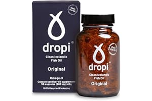 Dropi Omega 3 Fish Oil 500mg (90 Capsules) - Maximum Strength Omega-3s EPA, DHA, Vitamin A & D - Natural & Extra Virgin Cod Liver Oil Supplement for Immune System, Brain Health & Joint Support