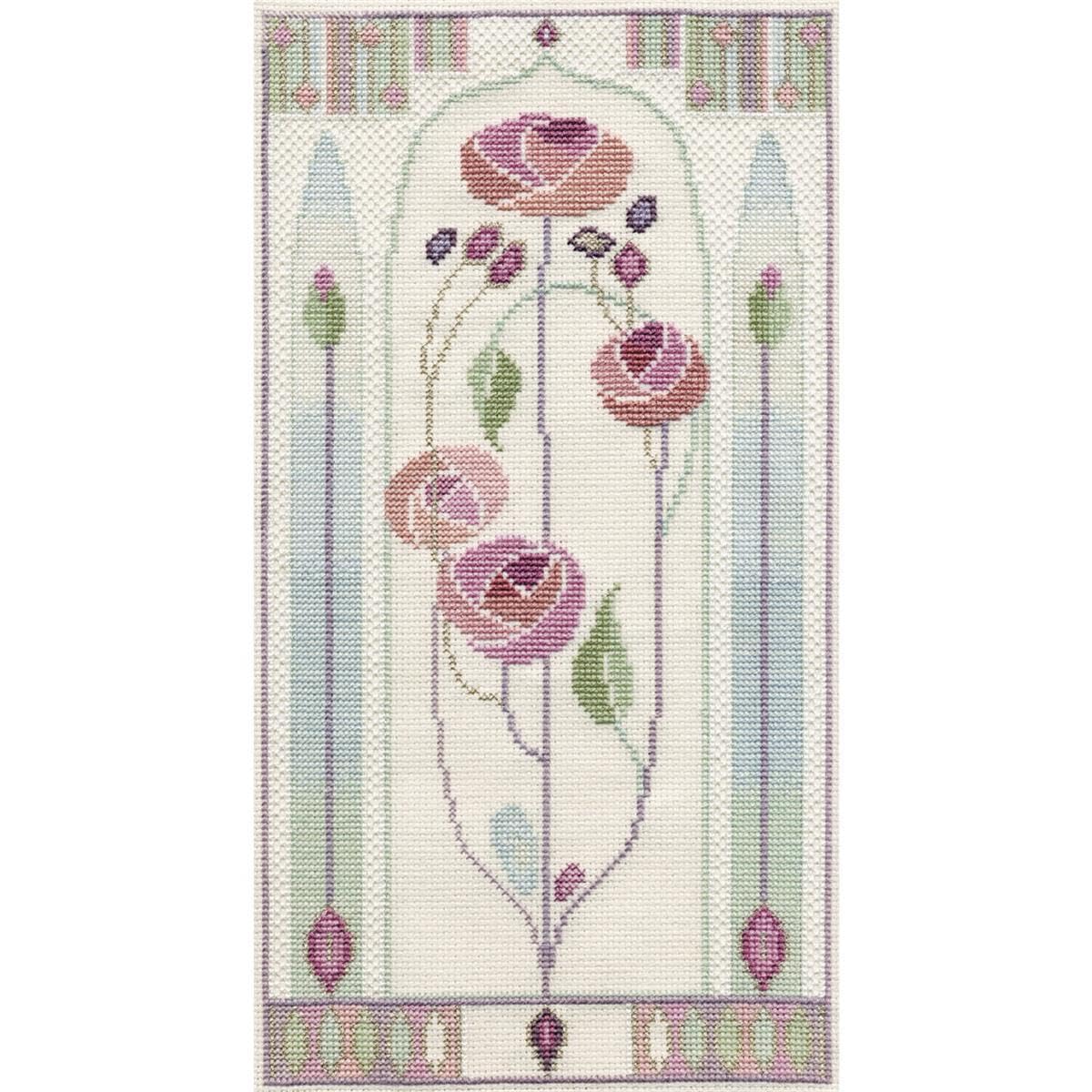 Derwentwater Designs MKP5 Mackintosh Cross Stitch Kit - Oriental Rose
