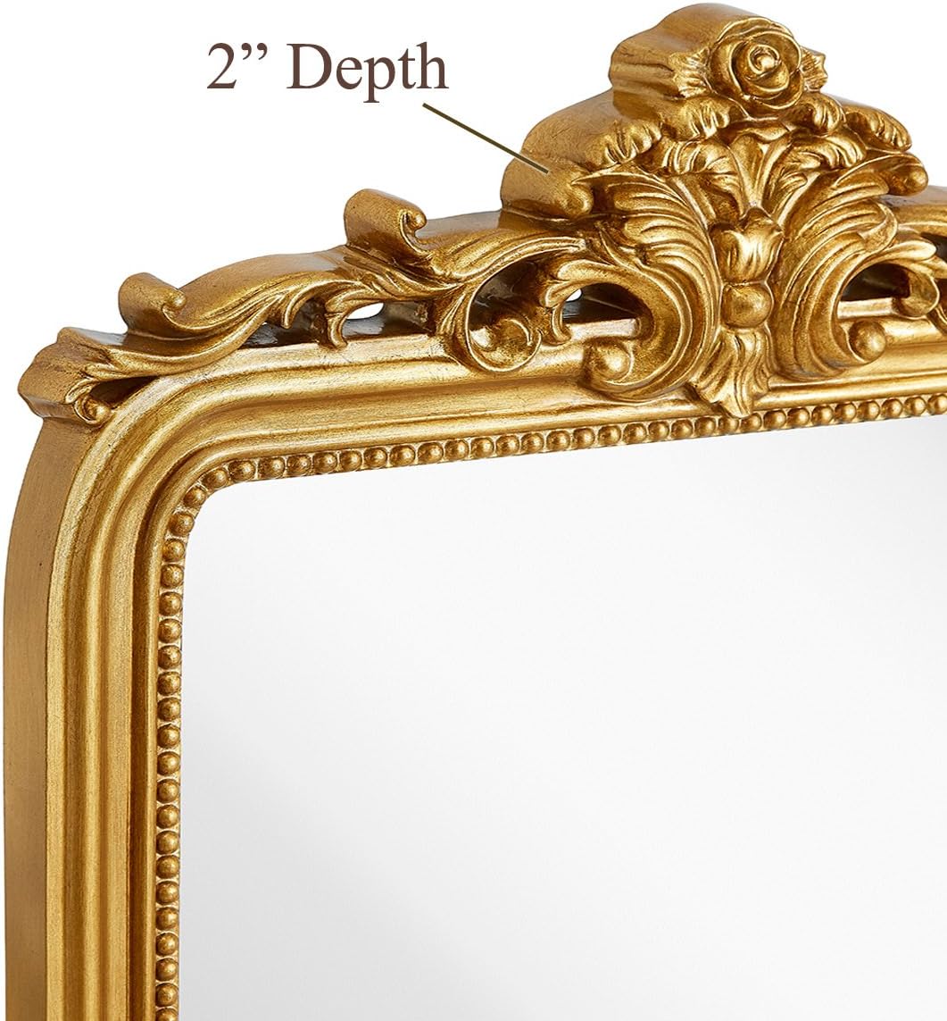 Hamilton Hills Top Gold Baroque Wall Mirror Rich Old World Feel Framed