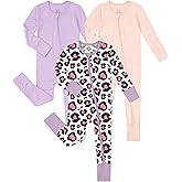 Jimonda Baby Boys Romper Fold-Over Footies and Mitten Pajamas Long Sleeve Sleeper Newborn Girl Footless Clothes 3-Packs