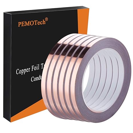 PEMOTech kupfer klebeband,6 er Folie-Klebeband mit Leitfähigem Klebstoff (6.35MM X 20 M) Nacktschnecke Abweisend, EMI-Abschir