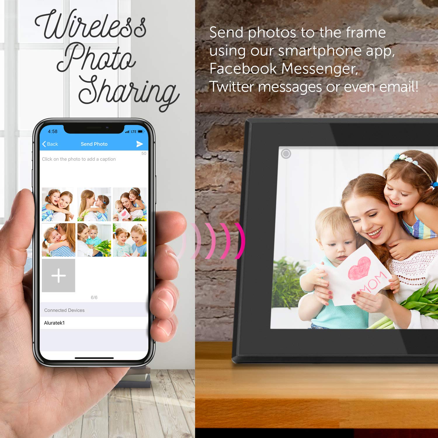 Aluratek 15.6" WiFi Digital Photo Frame With Touchscreen IPS LCD