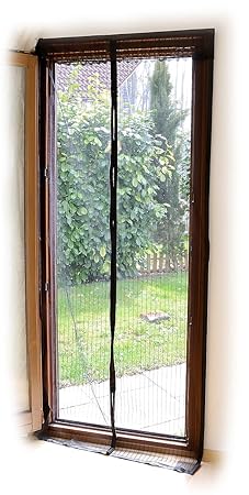 infactory Fliegengitter: Selbstschließendes Premium-Fliegennetz für Türen, schwarz (Fliegentür)