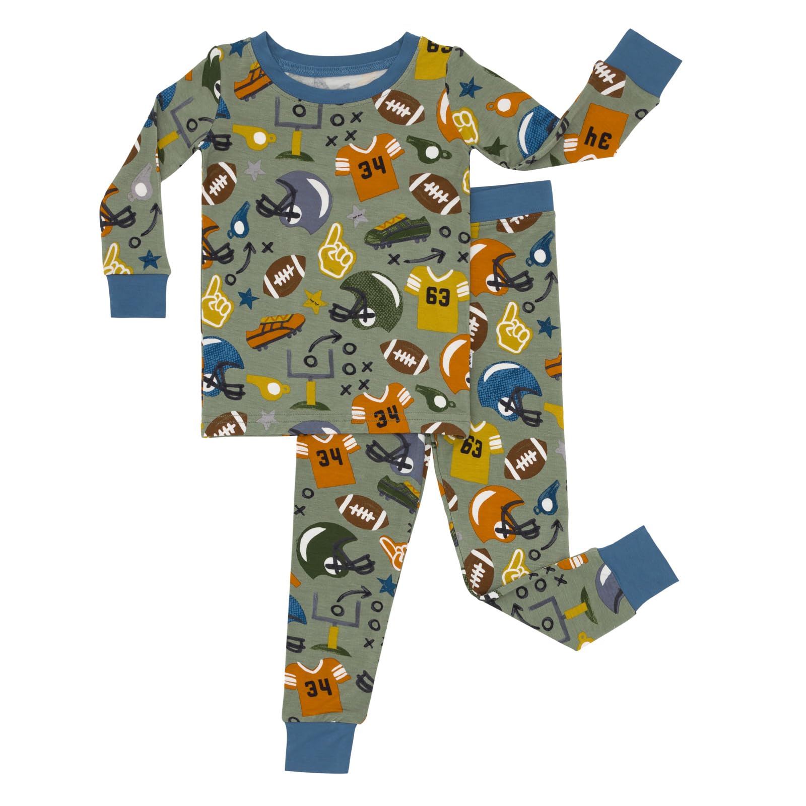 Little Sleepies Two-Piece Pajama Set for Boys & Girls, Soft Viscose from Bamboo Toddler Pajamas for Kids, Family Matching PJs, Touchdown Time, 3T Image