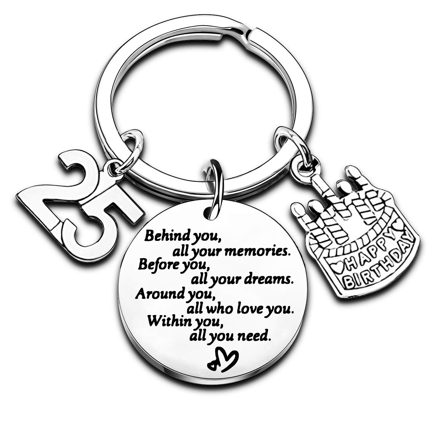 Nimteve Birthday Keyring Birthday Gifts Key Ring Gifts For Women Girls Gifts Inspirational Keychain Gifts For Mum Daughter Sister Christmas Gifts (25th)