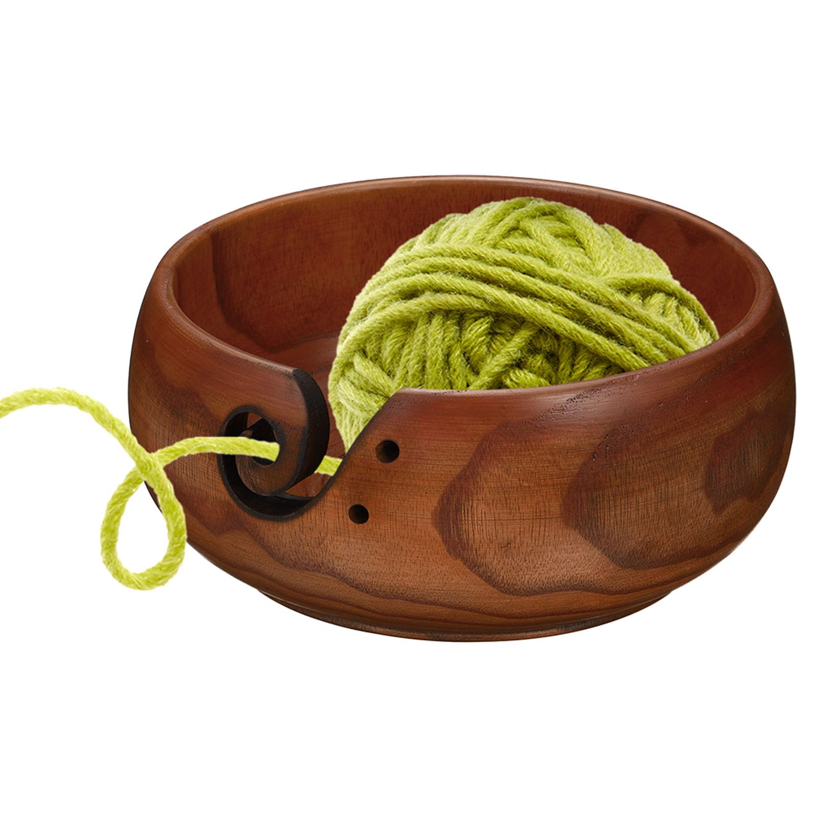 PATIKIL Wooden Yarn Bowls for Crocheting Bamboo Yarn Knitting Bowl Yarn Storage Bowls Yarn Holder Dispenser for Crocheting and Knitting, 6.3" x 3"