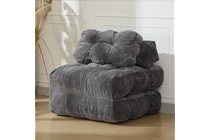 Garvee Folding Sofa Bed, Convertible Sleeper Chair with Pillow Foldable Mattress with Back Support, Boneless Fold Out Chair Bed Comfy Floor Sofa Lounge for Living Room, Bedroom, Dark Gray, Single