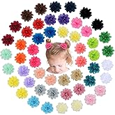 NUOSYI 52PCS Chiffon Flower Hair Clips Baby Girls Fully Lined Non Slip Hairpins Hair Accessories for Kids Women Newborns Infants Toddlers Gifts