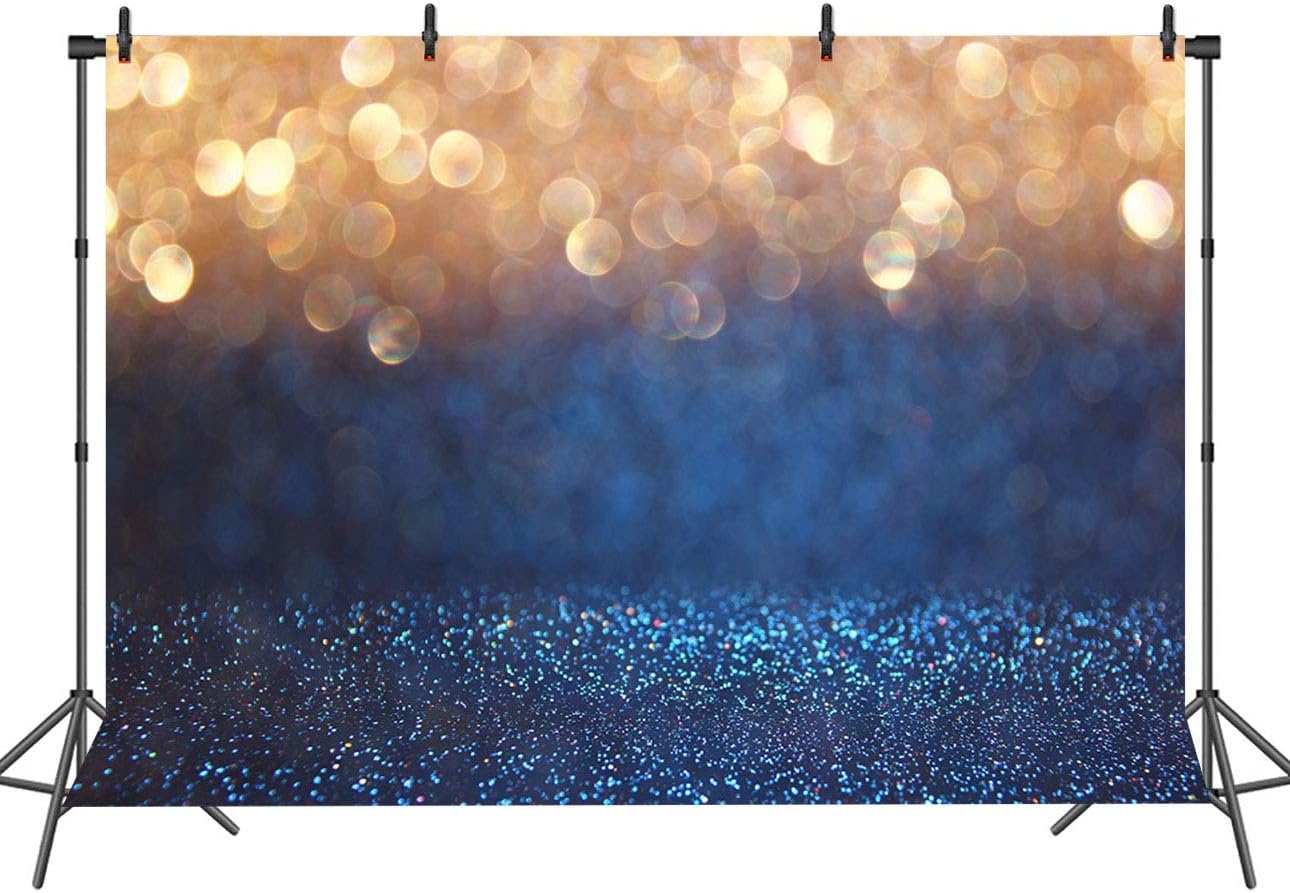 RUINI Polyester Cloth Blue with Gold Spots Photography Backdrop (Not Glitter) Baby Photo Background Banner 7x5FT