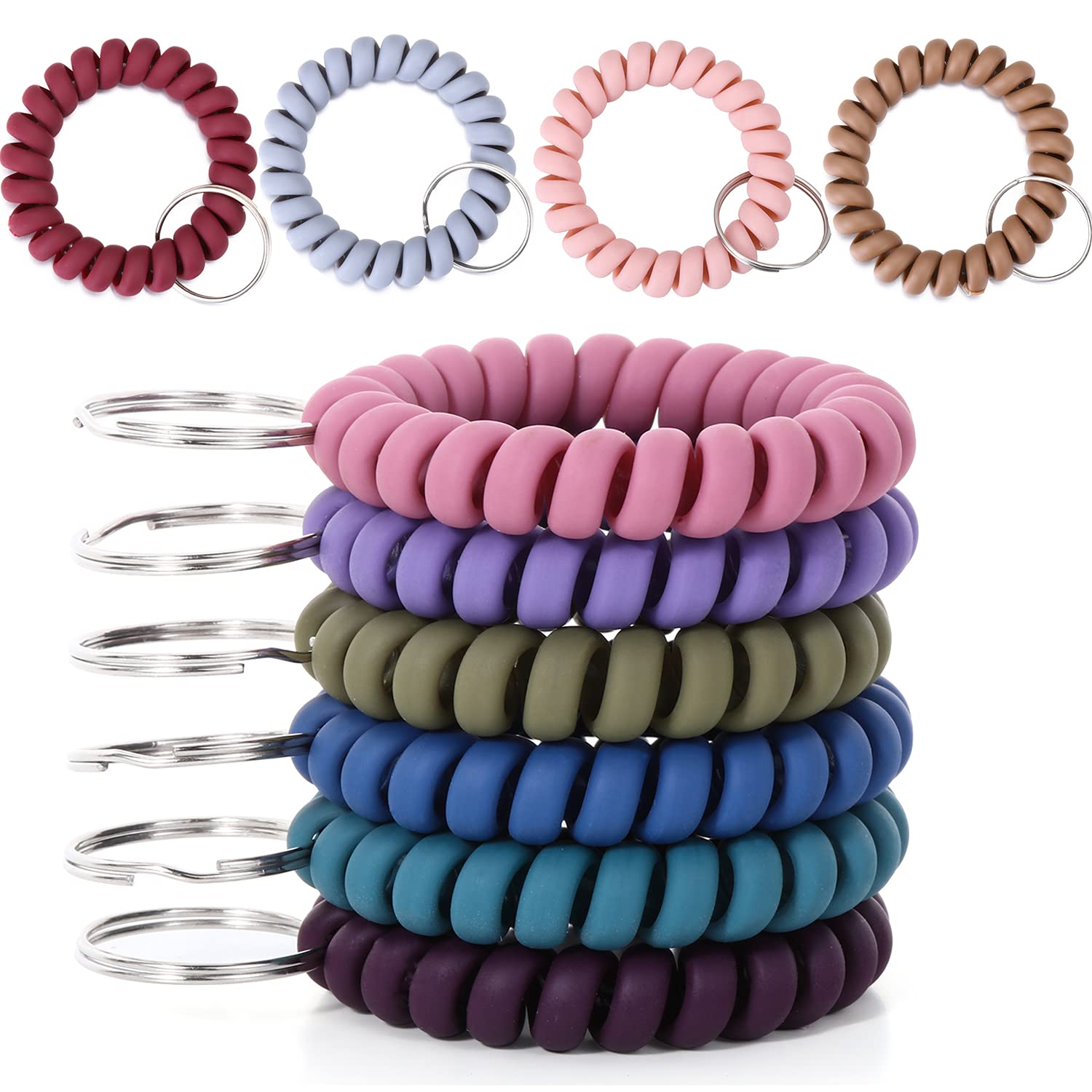 10 pcs Wrist Keychain Coil Plastic Spring Flexible Spiral Keychain