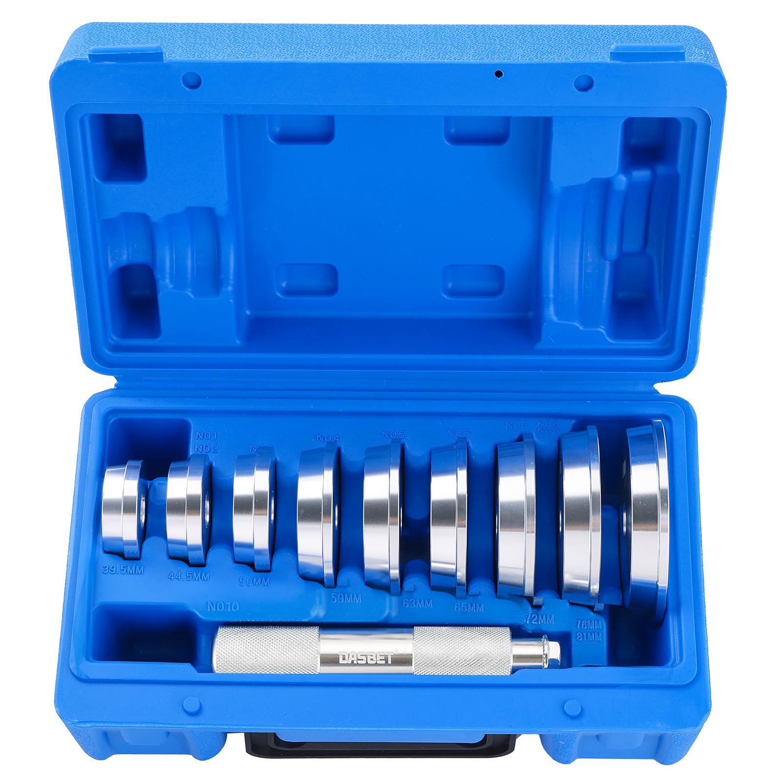 DASBET Bearing Press Driver Kit 10PCS Axle Bushing Bearing Race & Seal Install Driver Master Wheel Bearing Removal Kit Bearing Race and Seal Driver Set with Seal Driver and 9 Bearing Adapters