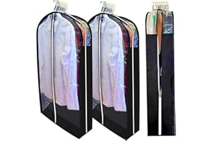 homeminda Garment Bags for Hanging Clothes with 6.3" Gusset, 40" Suit Bags for Closet Storage, Clear Moth Proof Suits Covers 