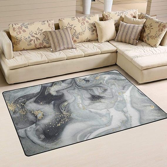 Personalized Grey Marble Area Rug Natural Xmas Decor Super Soft Area Rugs Shag Rug