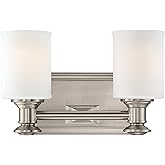 Minka Lavery 5172-84 Harbour Point Vanity Bath Light, 2-Light, 200 Total Watts, 11.25-in H x 7.25-in W, Brushed Nickel