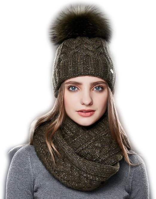 bobble hat and scarf set womens