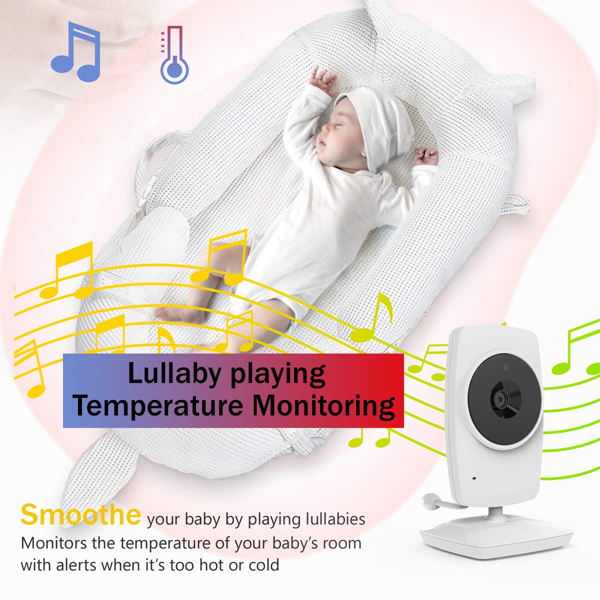 IKQIEOR Baby Monitor- 3.2” Video Baby Monitor with Camera and Video, Two-Way Audio, Infrared Night Vision, 2 x Zoom and Lullabies Play : Baby