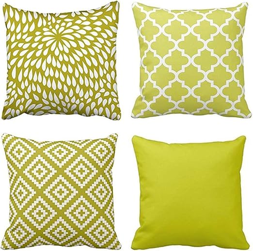 Amazon Com Emvency Set Of 4 Throw Pillow Covers Chartreuse Green