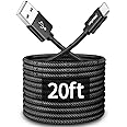 CLEEFUN 20ft (6m) Long USB Type C Cable, USB A 2.0 to USB C Cable Nylon Braided Charger Cord Compatible with Samsung Galaxy Note, L-G, Mo-to, Pixel, Switch & More USB C Smartphone, Tablet