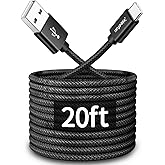 CLEEFUN Long USB C Cable 20ft/6M, USB A 2.0 to USB C Cable Fast Charging, Type C Charger Cord for iPhone 15, Samsung Galaxy,