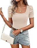 ZESICA Women's Square Neck Puff Sleeve Tops 2025