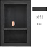 VEVOR Shower Niche Ready for Tile 16" x 24", Double Shelf Organizer, Square Corners Wall-inserted Niche Recessed, Sealed Protection Modern Soap Storage Niche for Shower Bathroom, Black