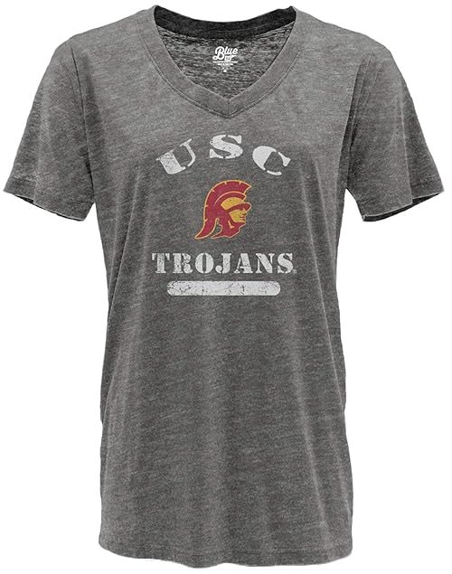 Blue 84 Women's USC Trojans V-neck Burnout T Shirt, Usc Trojans Charcoal, XX-Large
