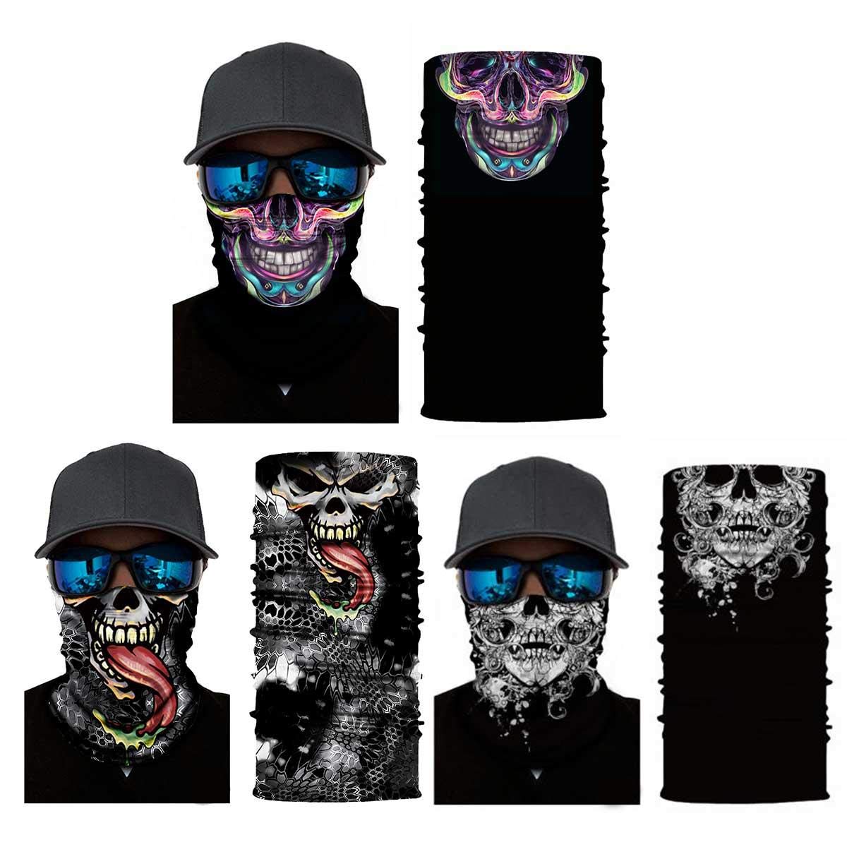 Aquarias Unisex 3 Pieces Bandana Face Mask - Headwear Bandana Face Cover Mask,Headband Scarf Neck Gaite Washable Breathable Dust Proof Motorbike Beard Covering Masks for Men & Women (Skulls 1) Multi