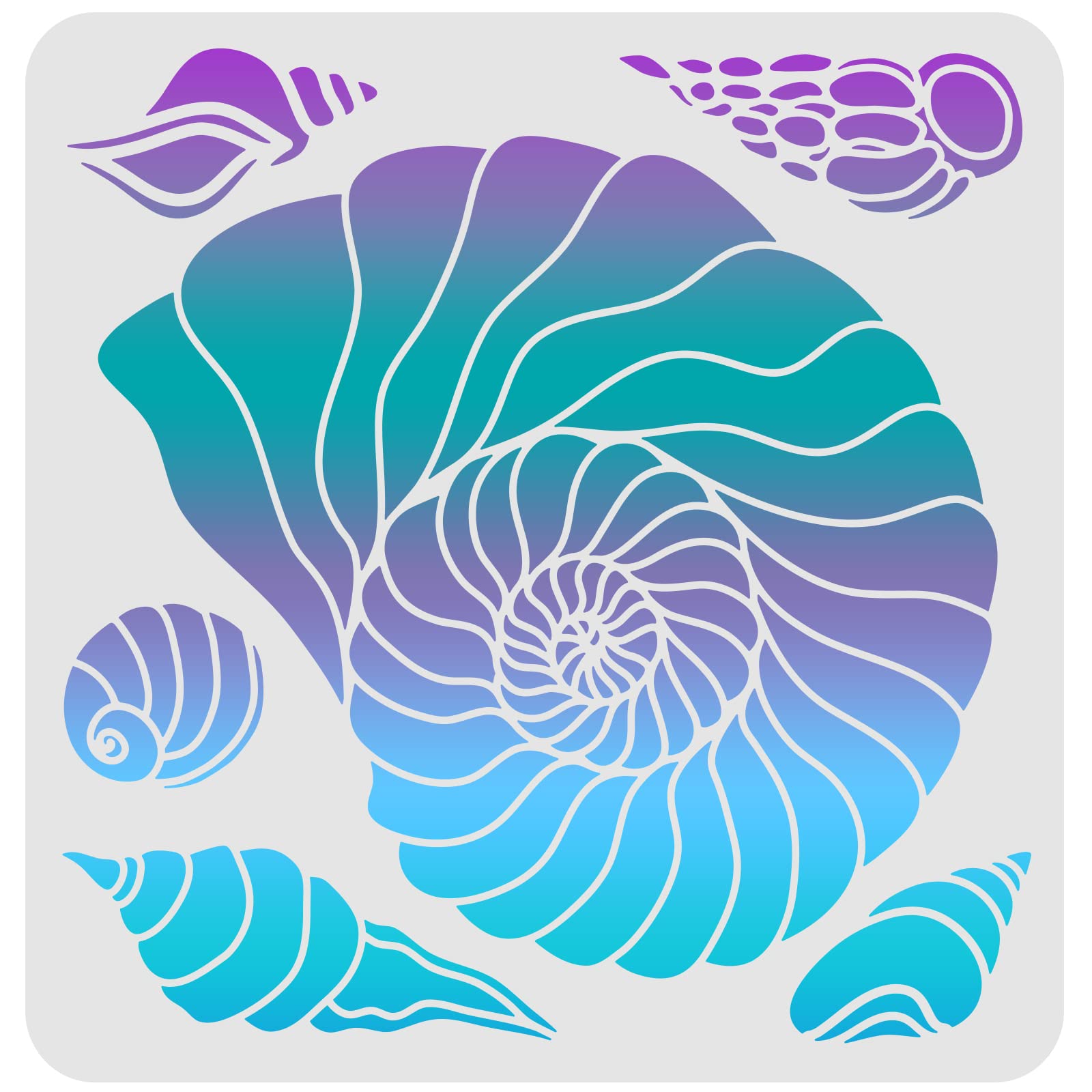 FINGERINSPIRE Conch Stencil 30x30cm - Conch Shell Seashell Stencil for Painting - Reusable - Ideal for Wood, Tile, Paper, Fabric, Floor, Wall
