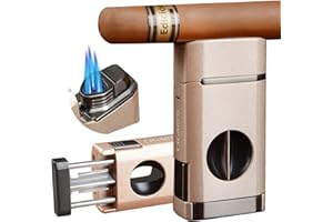 CIGAIOL CIGAROL Refillable 3-in-1 Cigar Torch Lighter – Blue Jet Flame with Built-in Cutter & Cigar Holder, Metal Windproof Body, Compact & Durable, Premium Gift Set for Cigar Lovers
