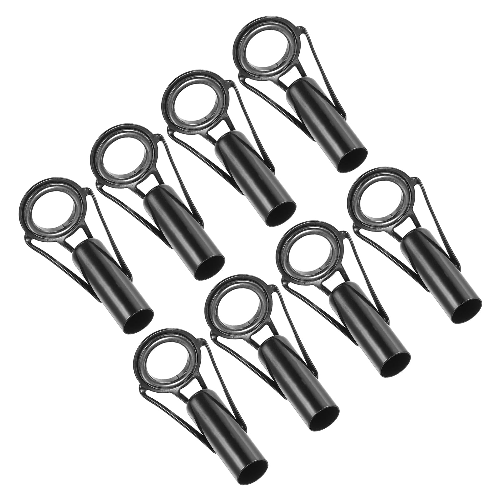 PATIKIL 8.0mm Fishing Rod Tip Repair Kit, 8pcs Stainless Steel Pole Ring Guide Replacement for Saltwater Freshwater Fishing, Black