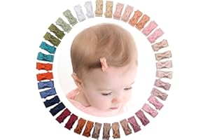 CÉLLOT 40pcs Mini 1.2" Grosgrain Ribbon Snap Clips - Tiny Fine Thin Hair Bows in Pairs for Baby Girls, Toddlers, and Infants