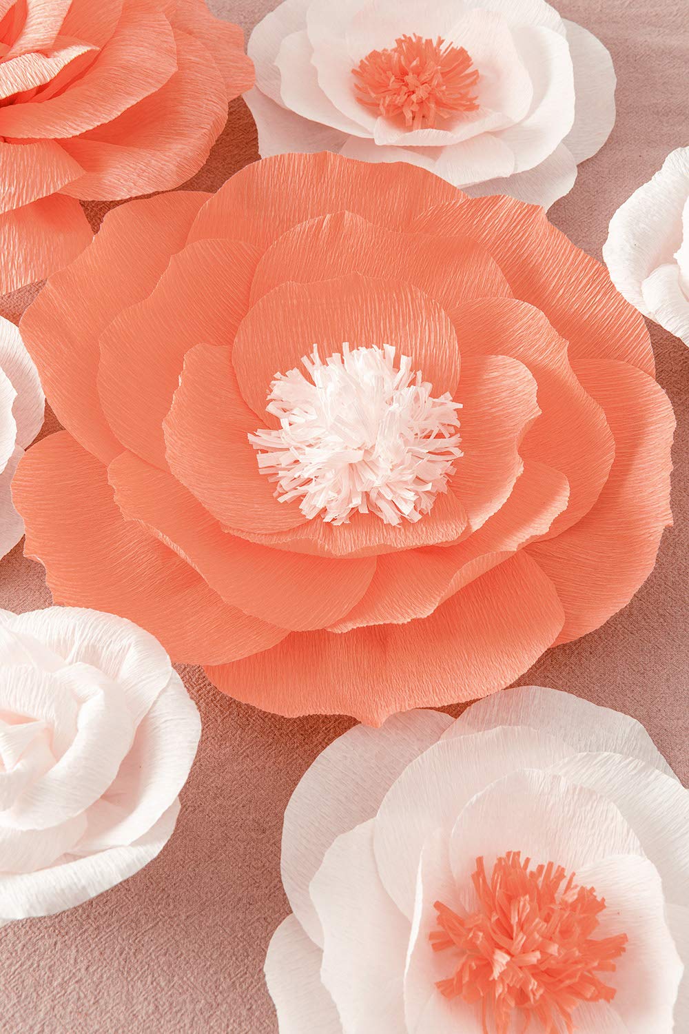 Giant Paper Flowers Decoration Of Wall White Champagne 8pcs 3d Large Handcrafted Paper Flowers Wall For Nursery Wall Decor Baby Shower Wedding Backdrop Bridal Shower Silk Flower Arrangements