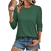 ATHMILE Womens 3/4 Sleeve Blouse Summer Tops Fall Shirt Fashion Blouses Beach Vacation Clothes Spring Tunic 2026 Trendy