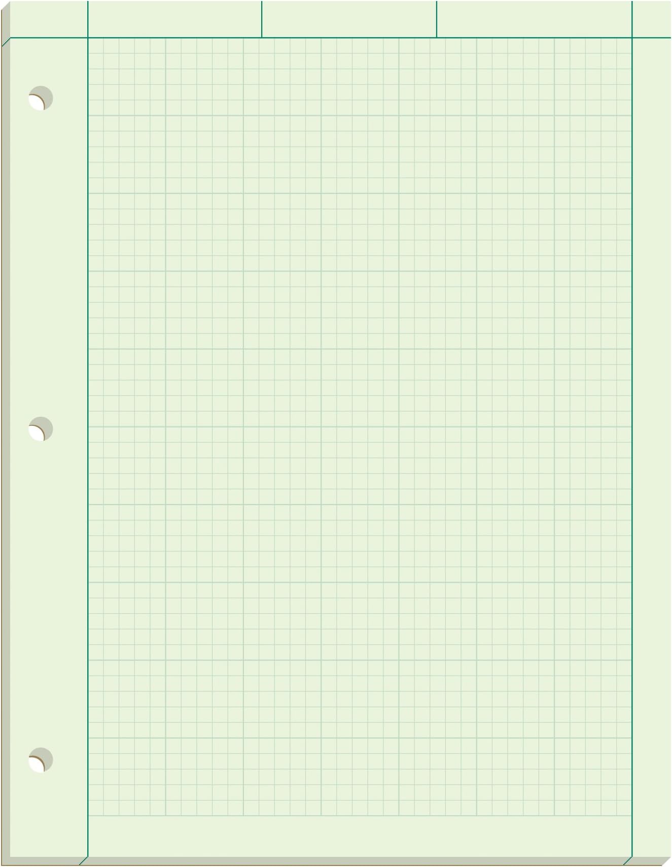 AmpadEngineers Computation Pad, Size 8-1/2 x 11, Greentint Paper, 5x5 Ruling, 3 Hole Punched, 100 Sheets Per Pad (22-142)