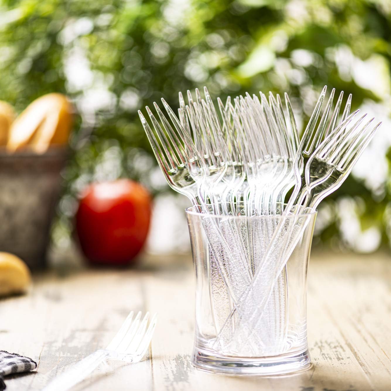 [100 Pack] Heavyweight Disposable Clear Plastic Forks: Kitchen & Dining