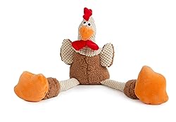 goDog Checkers Skinny Rooster Squeaky Plush Dog