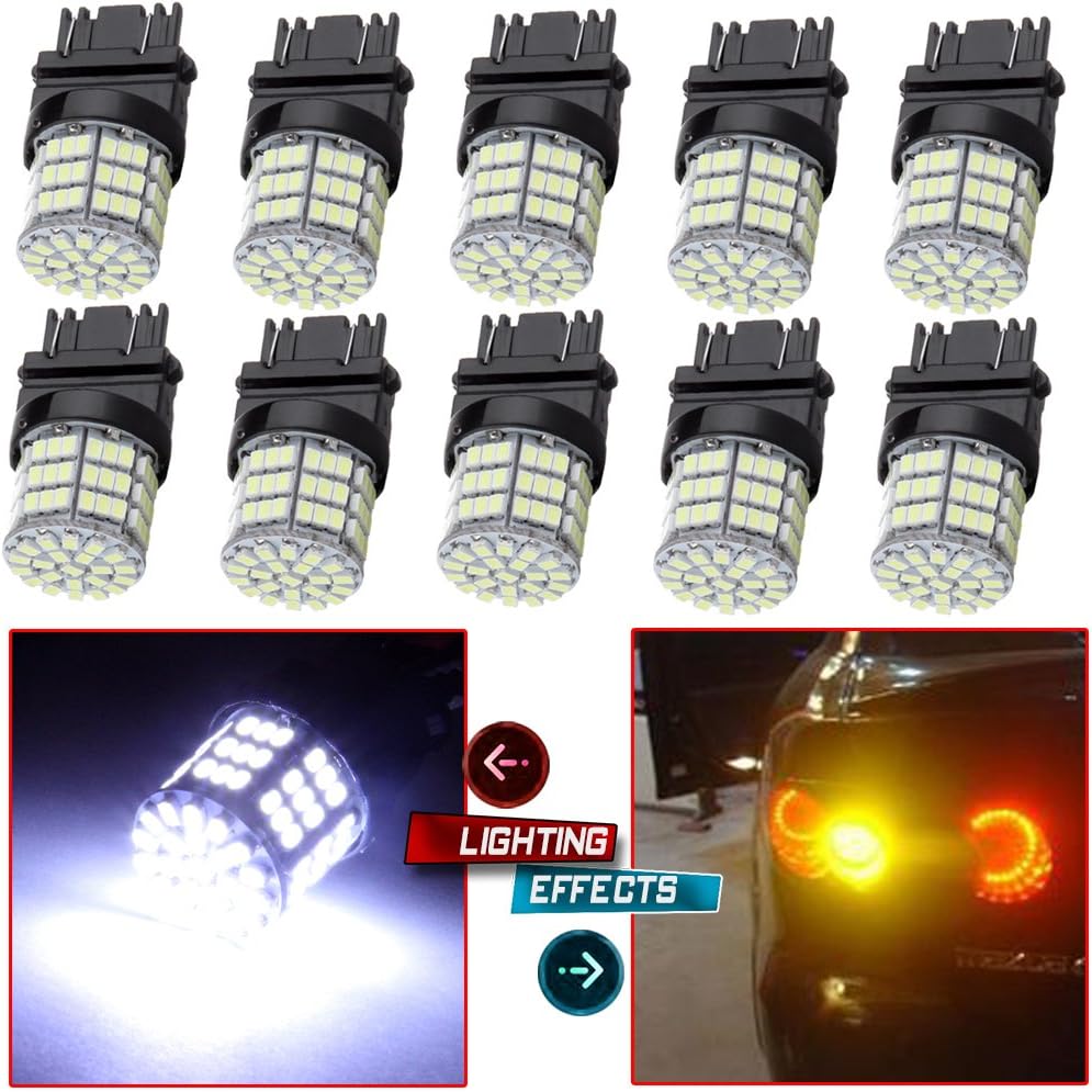cciyu White 3157 Epistar 6000K 3014 54-SMD LED Lights Bulbs Replacement fit for 3157 Tail Brake Stop Light Lamp Pack of 10pcs
