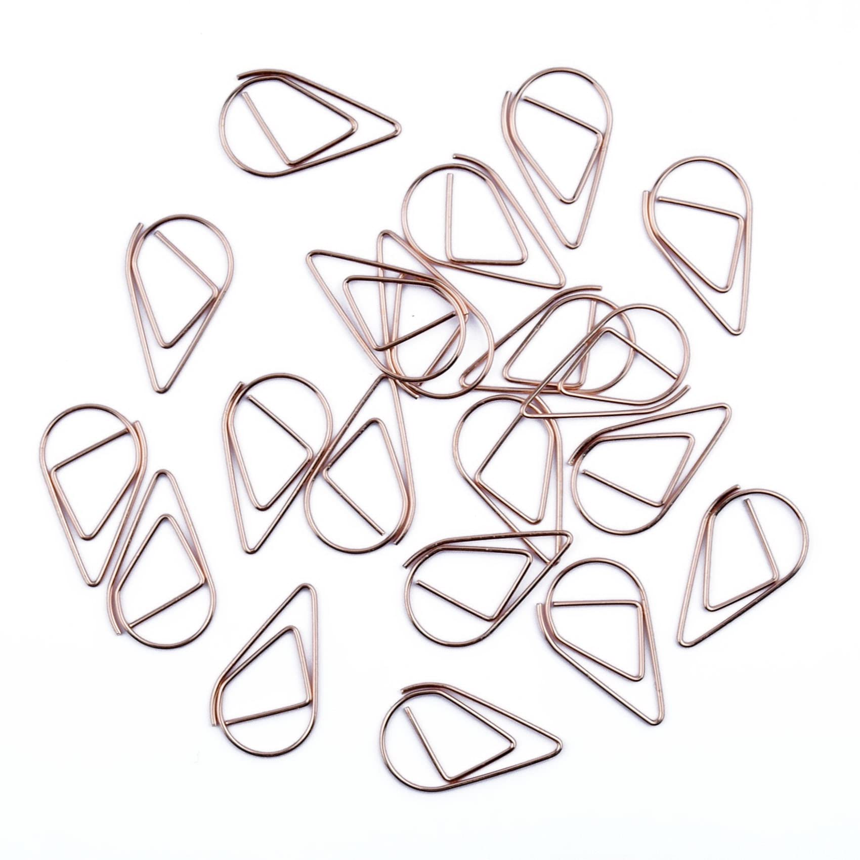 100Pcs Small Golden Paper Clips, Water Drop-Shaped Paperclips Bookmarks for Office Stationery Document, Memo, Poster, Photo(Rose Gold) — image 1