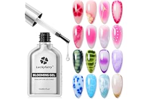 Luckyfairy Blooming Gel Nail Polish Clear: 15ml Nail Blooming Gel Uv Led Blossom Nail Art Accessories Stuff for Spreading Effects, Marble Watercolor Christmas Floral Print Nails Art Design Magic Gift