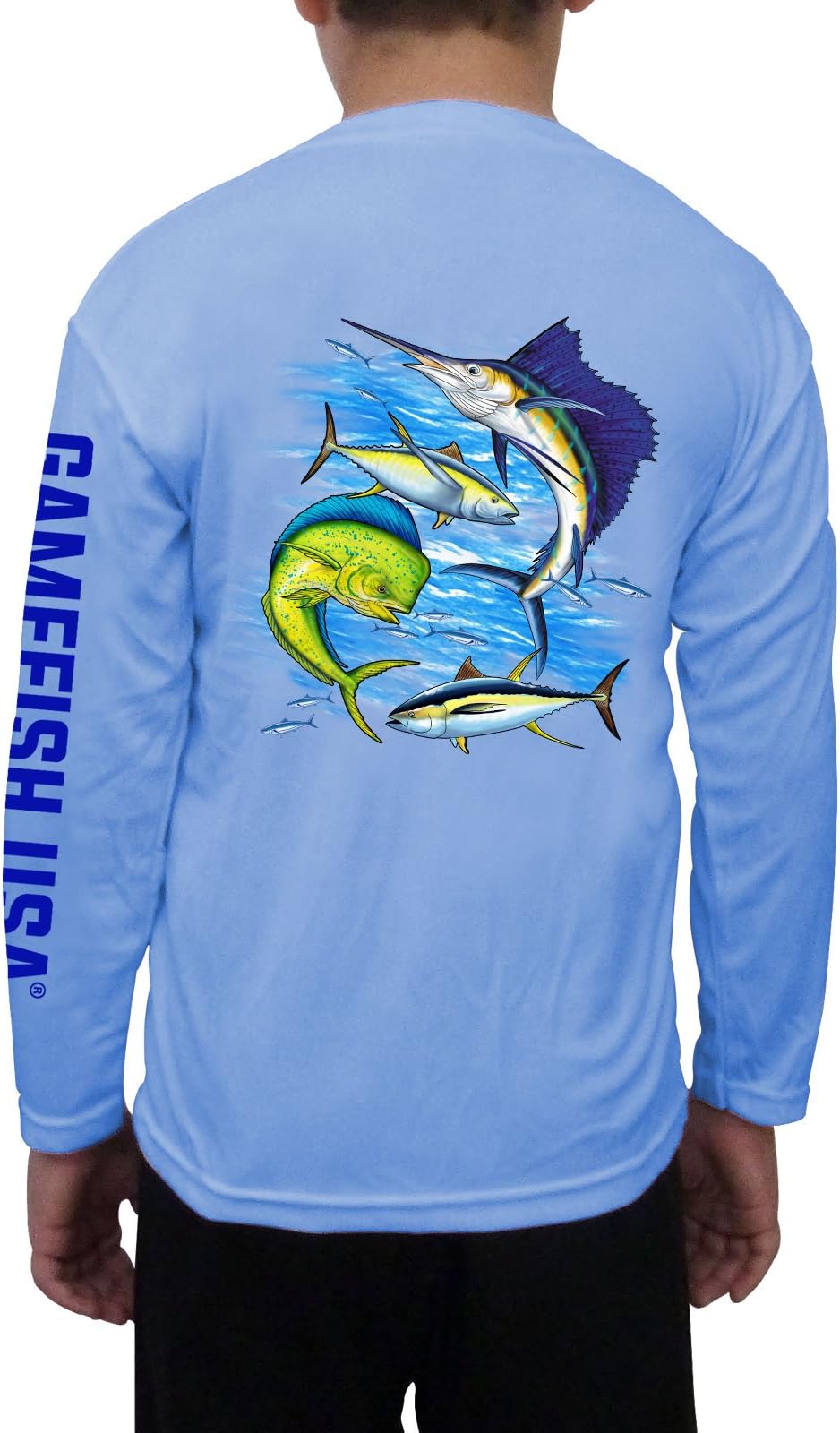 Kid's UPF 50 Long Sleeve Microfiber Moisture Wicking Performance Fishing Shirt Gamefish