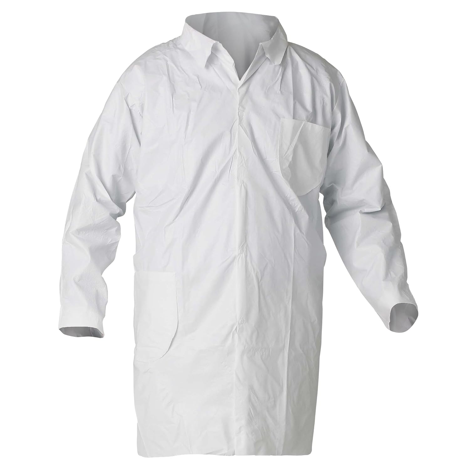 Kleenguard A40 Liquid & Particle Protection Lab Coats (44454), 4-Snap Closure, Knee Length, Open Wrists, White, XL, 30 / Case: Industrial & Scientific