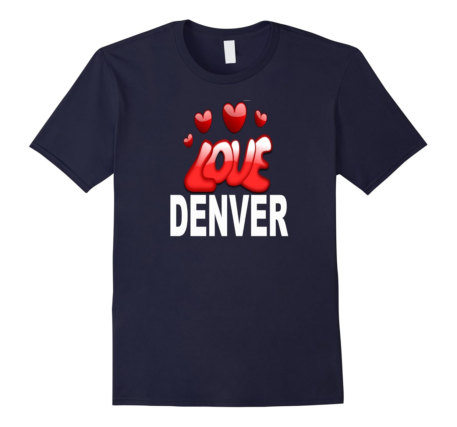 I Love Denver Hearts Novelty Apparel T Shirt-Rose