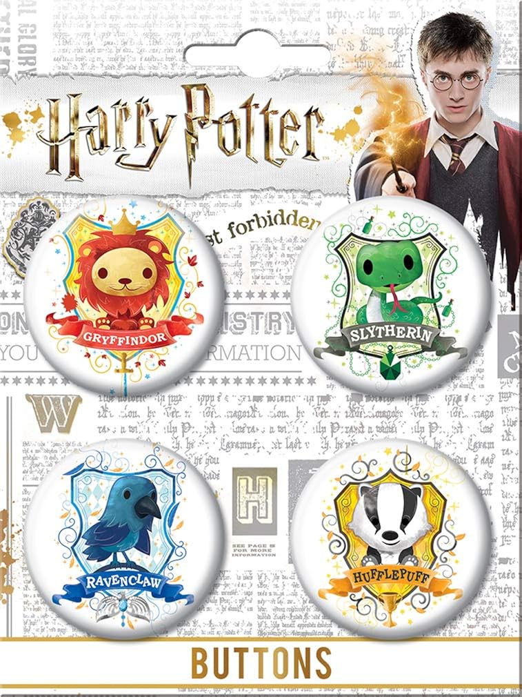 Ata-Boy Harry Potter Houses of Hogwarts Crests Set of 4 1.25" Collectible Buttons: Clothing