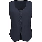 Hobemty Women's Dressy Casual Vest Top U Neck Sleeveless Button Down Business Waistcoat Suit Tops