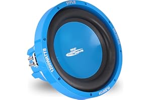 Pyle Car Audio Speaker, 12 Inch Subwoofer Speaker with Injection Molded Cone, Blue Chrome-Plated Plastic Basket, Dual Voice C