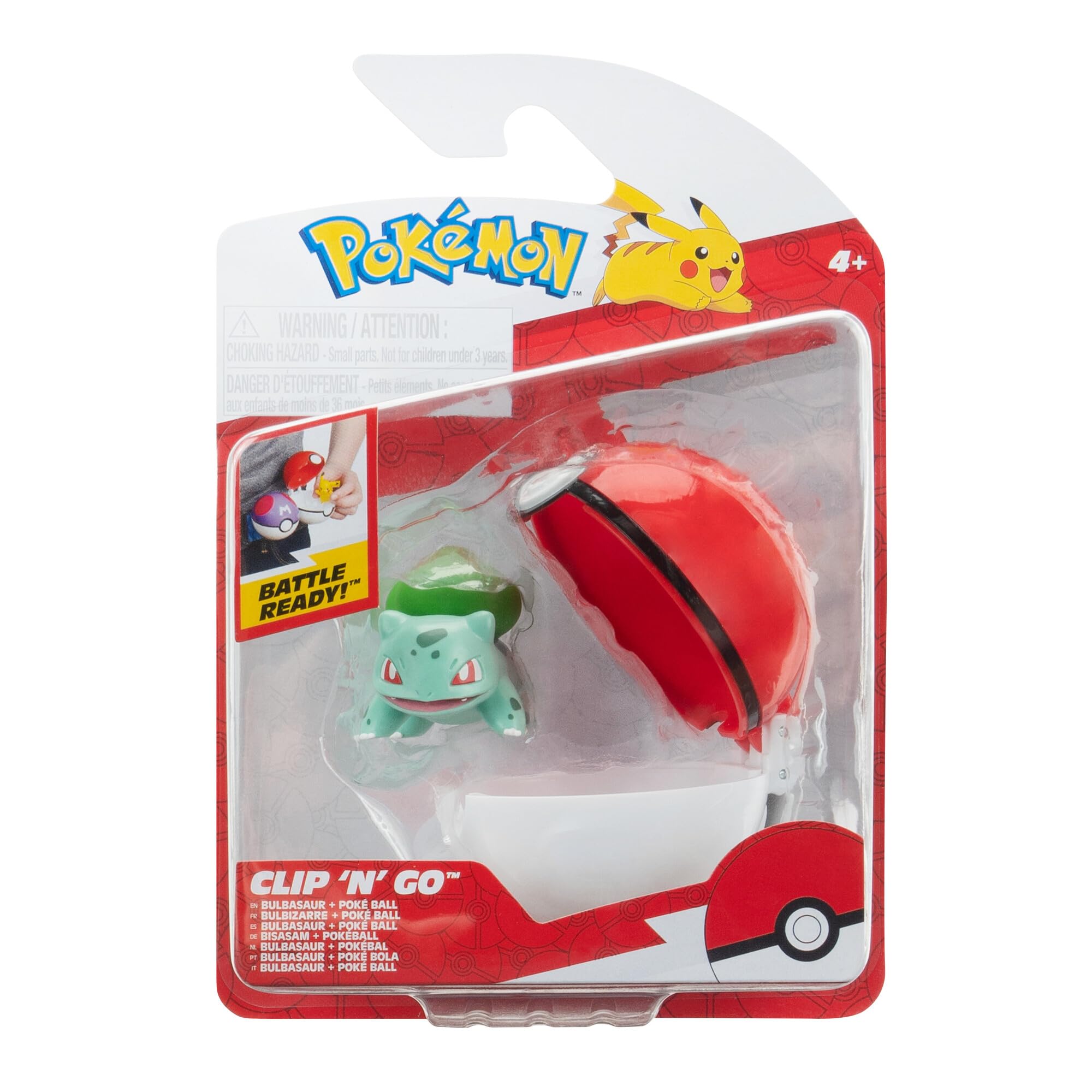 Pokémon Clip ‘N’ Go Bulbasaur and Poké Ball - Includes 2-Inch Battle Figure and Poké Ball Accessory