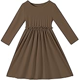 TATAKERI Toddler Girls Fall Dress Long Sleeve Soft A-Line Dress for Girls Solid Ruffle Casual Baby Kids Winter