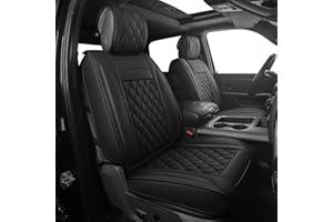 JOJOBAY Car Seat Covers for Dodge Ram,Fit 2009-2025 1500/2500/3500 HD Pick-up Truck,Crew,Regular,Quad,Mega Cab,Waterproof Synthetic Leather Seat Covers(2PCS-Front,Black)