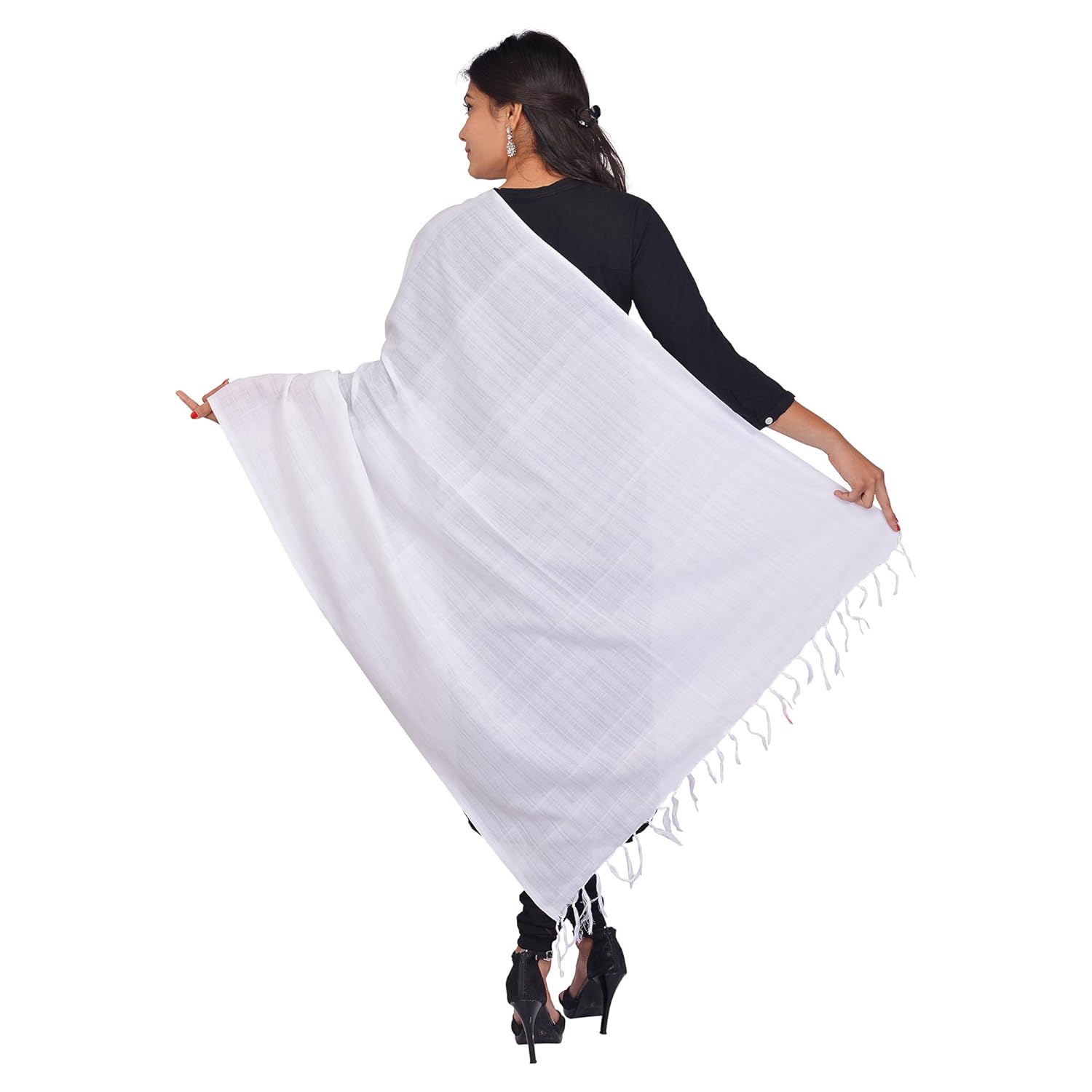 sewa anand women's cotton dupatta (white)